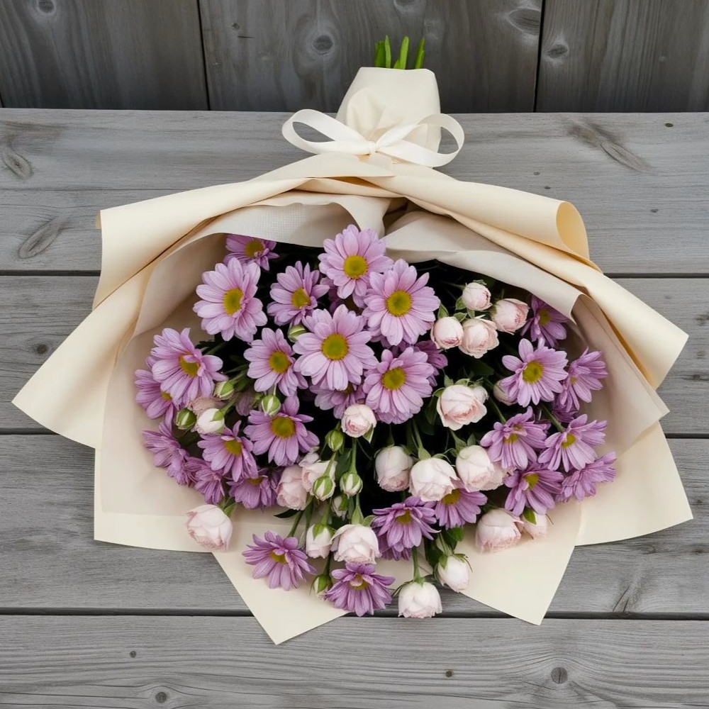 Букет цветов из: Розы и Хризантемы в Климово