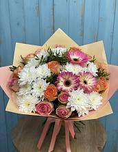 Букет цветов из:  Розы, Герберы и Хризантемы #REPLACE_PRED# Климово