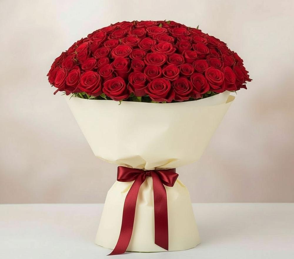 Букет 101 Красная роза Милано в Климово