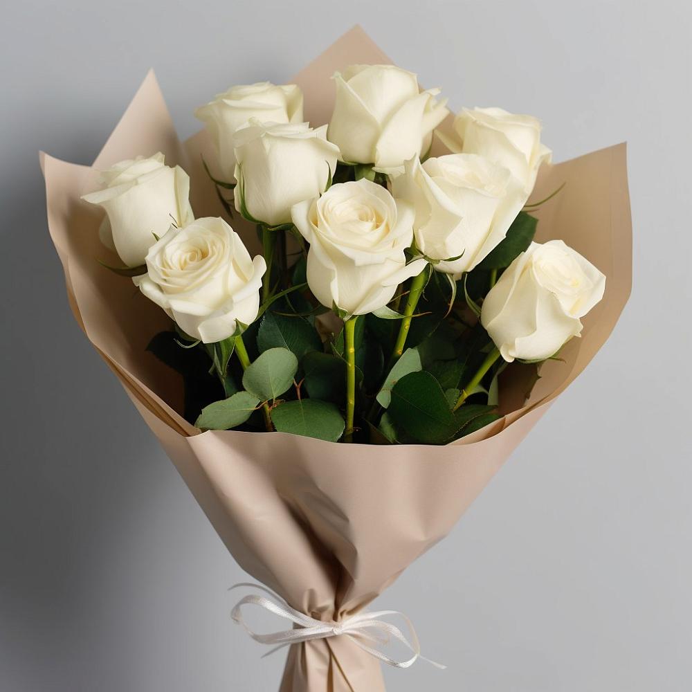 Букет 9 Белых роз Эдлесс Лав в Климово