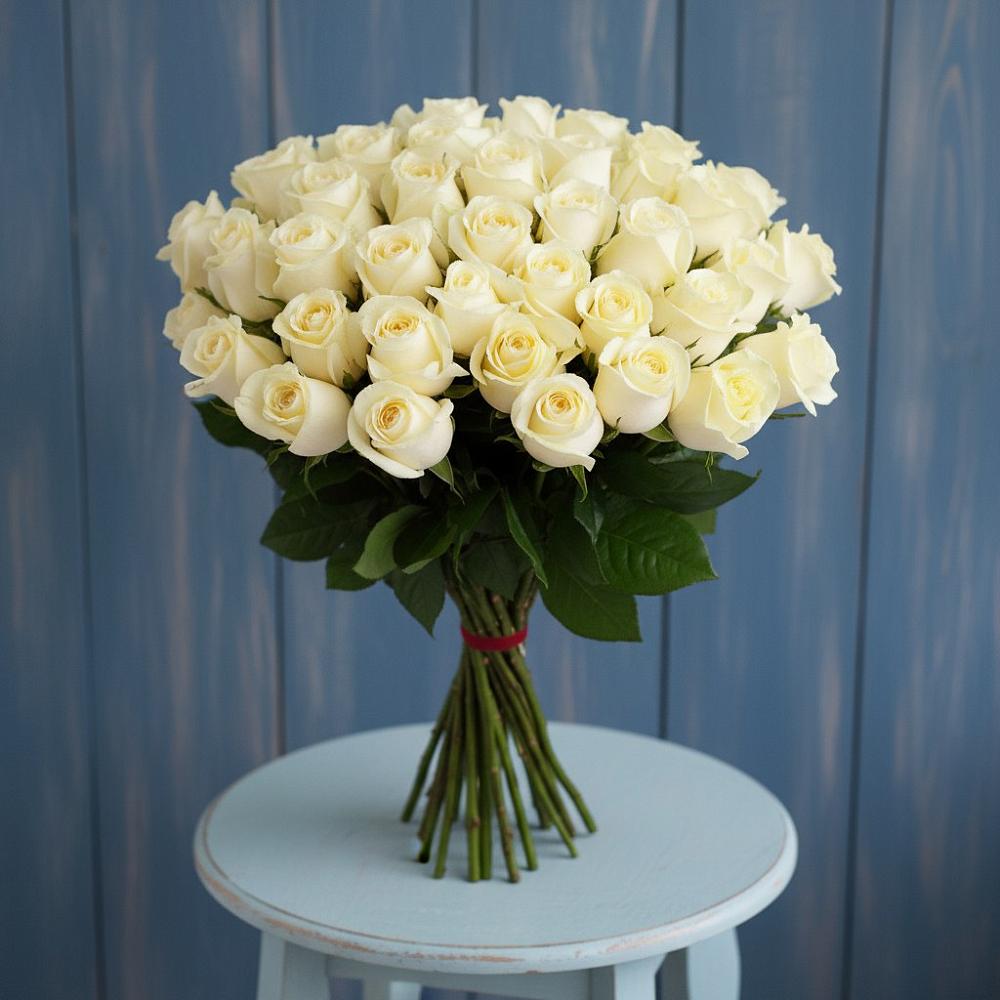 Букет 51 Белая роза Эдлесс Лав в Климово