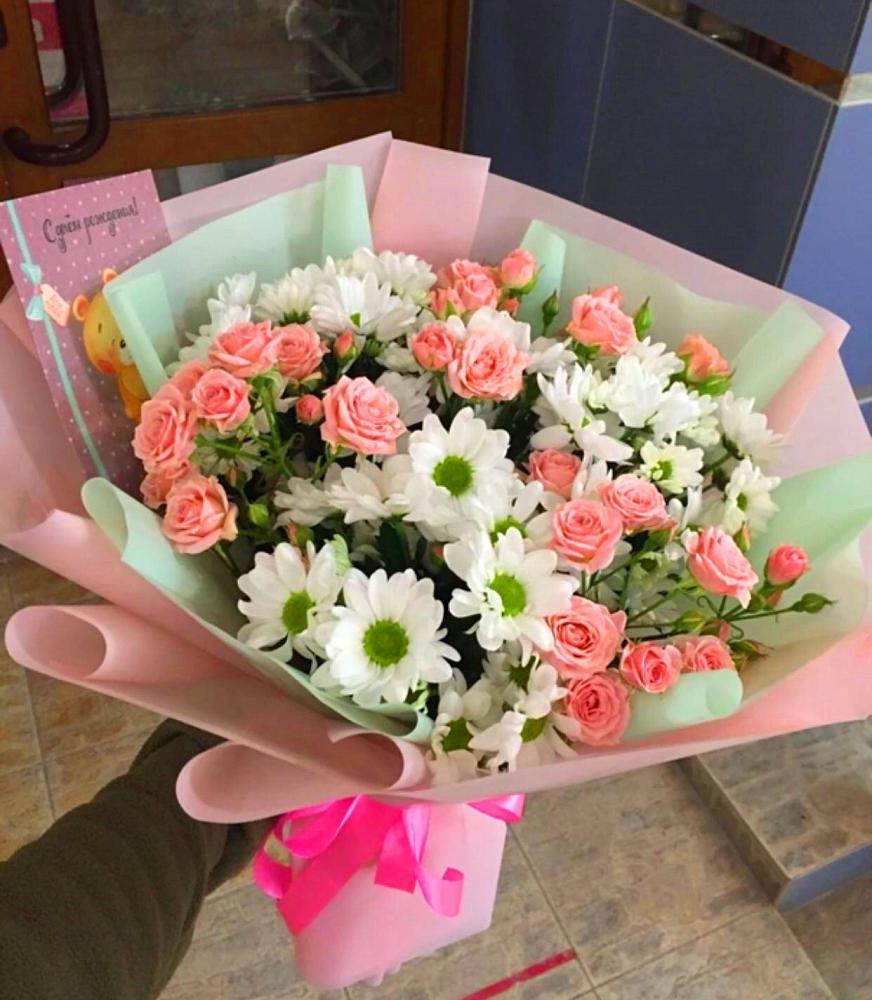 Букет цветов из: Розы и Хризантемы в Климово