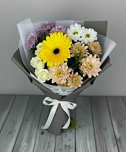 Букет цветов из:  Розы, Герберы и Хризантемы в Климово