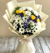 Букет цветов из:  Ирисы, Хризантемы и Розы #REPLACE_PRED# Климово