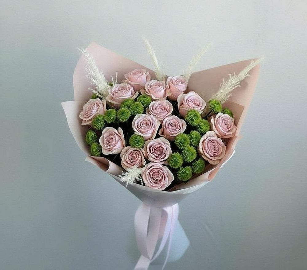 Букет цветов из: Розы и Хризантемы в Климово