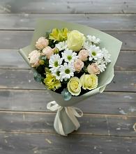 Букет цветов из:  Альстромерии, Розы и Хризантемы в Климово