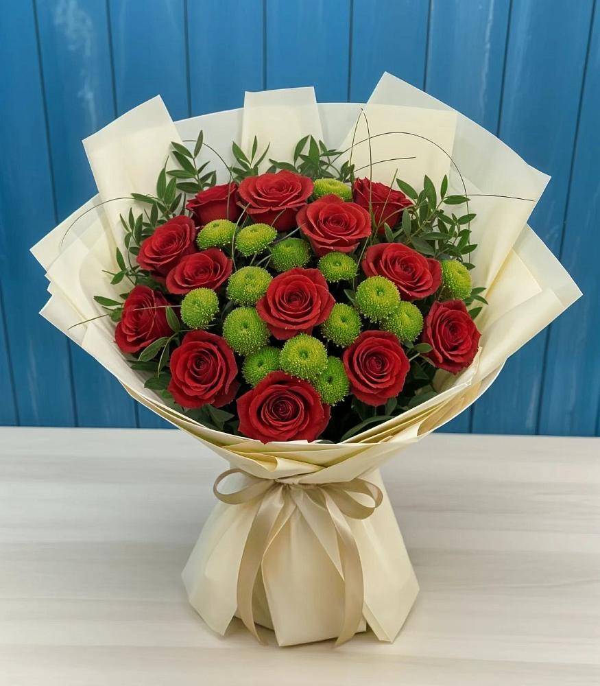 Букет цветов из: Розы и Хризантемы в Климово