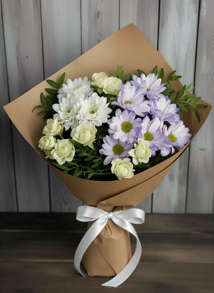 Букет цветов из: Хризантемы и Розы в Климово